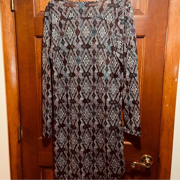 About A Girl Womens Aztec V Neck Tunic Top Button Long Sleeve Blouse Size XL - Picture 7 of 7